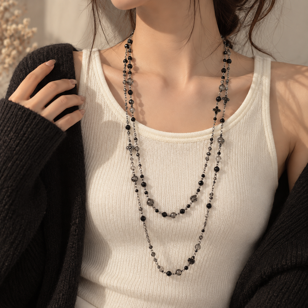 Bohemian Y2K Flower Layered Necklace