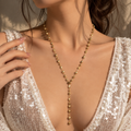 Gold Silver Glass Y-Shaped Necklace